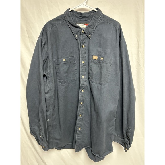 Wrangler Other - Wrangler Riggs Workwear Heavy Work Shirt Long Sleeve Navy Blue Gorpcore Mens 3XT